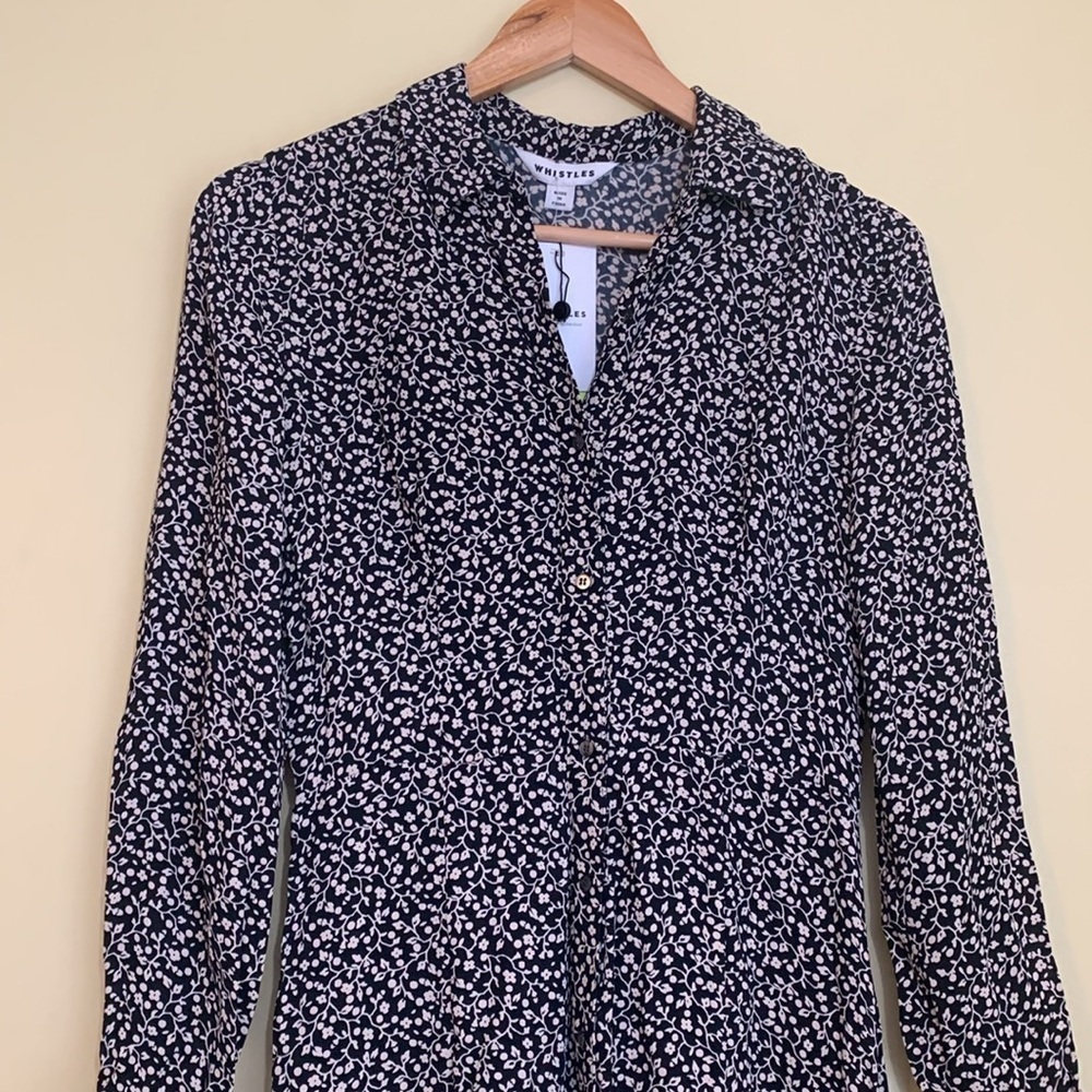 Whistles NWT Autumn Ditsy Floral Viscose Long Sleeve Collar Shirt Dress NO BELT - Picture 10 of 17
